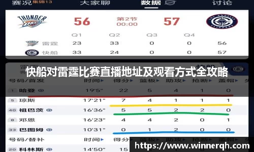 快船对雷霆比赛直播地址及观看方式全攻略